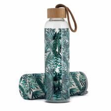 Zoe Bambus Glasflasche, Tropisches Grün, 500 ml