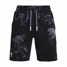 UA Project Rock Rival Fleece Shorts, Black/Tempered Steel 