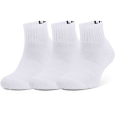 UA Core Quarter Socks, 3 Pack, White 