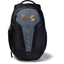 UA Hustle 5.0 Backpack, Black/Heather/Metallic Gold