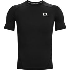 UA HeatGear Compression SS Shirt, Black/White 